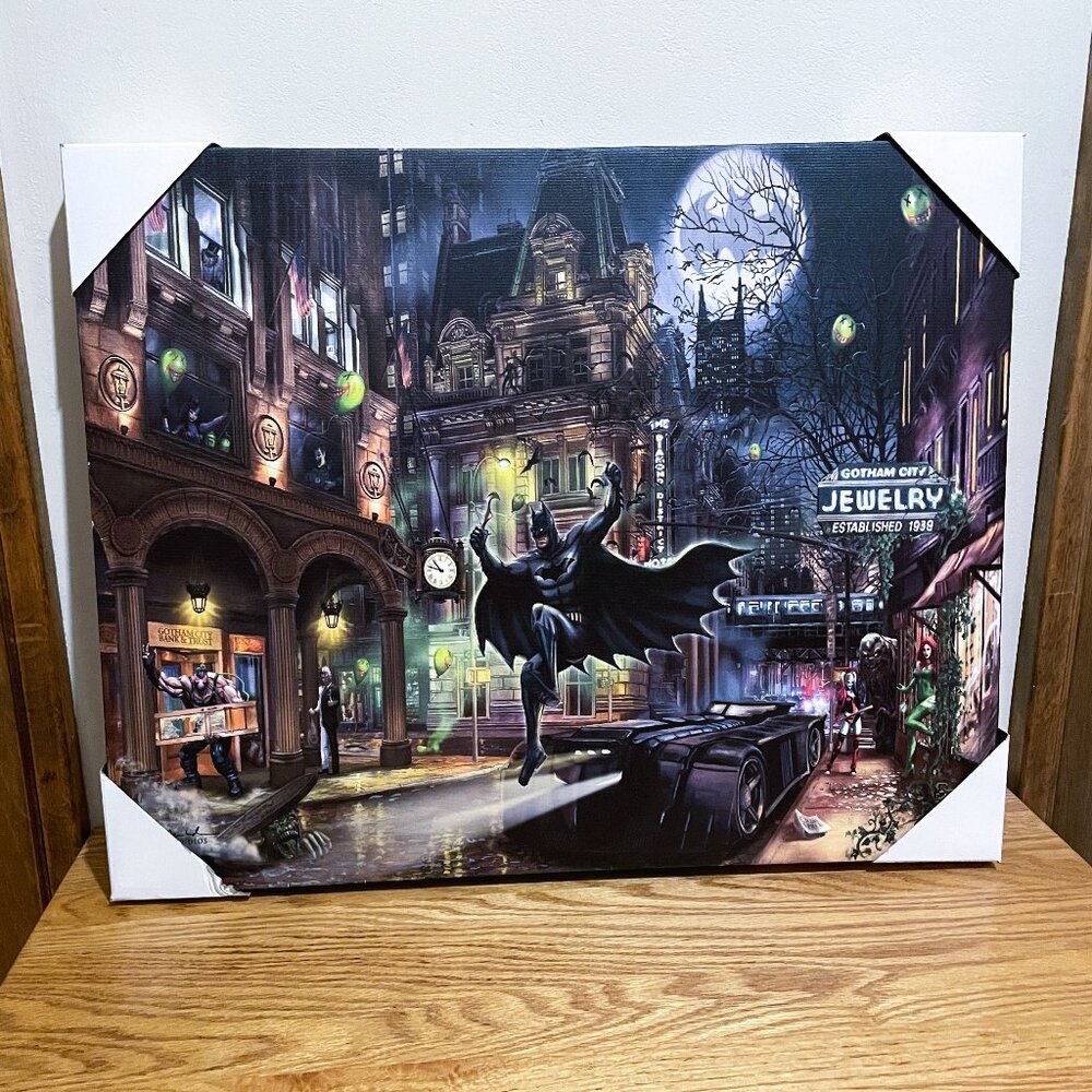 SPIDERMAN and BATMAN GOTHAM CITY Marvel Wall Art. Thomas Kinkade, Gallery Canvas - Picture 4 of 16